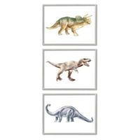 Stupell Industries Previstorijski dinosauri hodajući zabavni akvarelni gmazovi siva uokvirena, 20, dizajn Ziwei
