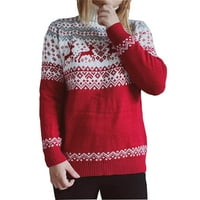 Božićni džemper za pulovere za tinejdžerske dugih rukava Božićni Xmas Preveliki džemper pulovera, ženski božićni