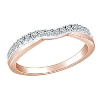 Karat okrugli bijeli prirodni dijamantni zakrivljeni prsten za vjenčanje u 10k čvrsto ružičasto zlato prsten veličine-8