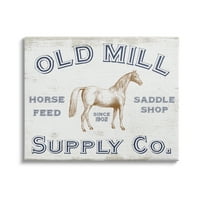 Stupell Industries Old Mill Supply Co. Vintage Horse Feed Oglas Grafička umjetnička galerija omotana platno tiskanom