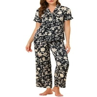 Jedinstvene ponude ženske pidžame set svilenih kratkih rukava i hlača cvjetni satenski setovi