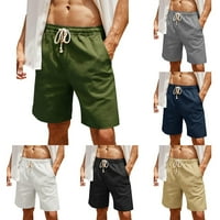 Muške kratke hlače s elastičnim strukom, ljetne široke široke Ležerne hlače s džepovima, bijele 3 inča