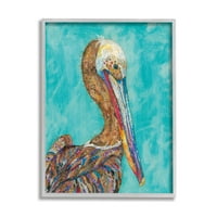 Stupell Industries prekrasni pelican ptica živopisni uzorci dizajn slikanje siva uokvirena umjetnička tiskana