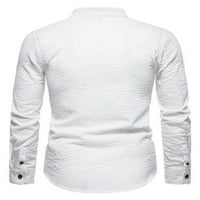 + Muške prozračne Ležerne košulje u punoj boji pulover Muška obična košulja vrhovi s ovratnikom, lagana tunika