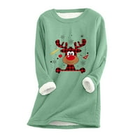 Majice s grafičkim printom ženske jesensko-zimske labave majice s božićnim printom zadebljana i topla majica s