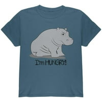 Hippopotamus, gladan sam, ljut, smiješna Indigo majica za mlade, Plava!