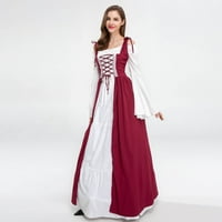 Udobna ženska ležerna haljina - modna jesenska prošarana ležerna haljina s dugim rukavima s dugim rukavima u vinskoj