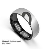 Volim te pismo jednostavan oblik srca vjenčani prsten za par prsten nakit pribor od nehrđajućeg čelika Crna
