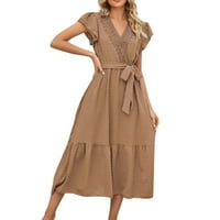 Ljetna must-have Miarhb ženska haljina čipka s letećim rukavima s letećim rukavima Summer lete dugačka haljina,