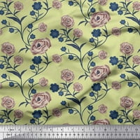 Soimoi Poly Georgette tkanina lišće i ruža cvjetni dekor tkanina tiskano dvorište široko