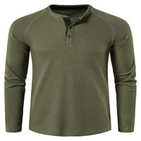 2/ Muški pulover s izrezom henlee ležerna osnovna majica labavog kroja modni topovi jednobojna Majica na kopčanje