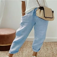 Modne ravne hlače za Žene, Ležerne jednobojne široke široke duge hlače, elastični pojas, kravate, lagane hlače