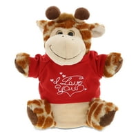 Dolliboo lutka Volim te super mekana Plišana ručna lutka žirafa punjena životinja u crvenoj košulji za Valentinovo,