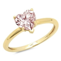 2.0ct Srce izrezani ružičasti simulirani dijamant 14k Angažiranog prstena za angažiranje žutog zlata Veličina