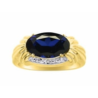 *Rylos jednostavno elegantan prekrasan plavi safir i dijamantni prsten - rujan rodni kamen*