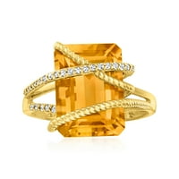 7 karatni dijamantni prsten od citrina od 14 karatnog žutog zlata za žene, za odrasle