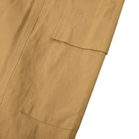 Ljetne modne ženske Ležerne hlače s džepom na kopčanje i čvrstim elastičnim strukom u punoj dužini