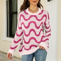 Ketyyh-chn labava bluza za žene V-izrez pulover dugih rukava ružičasta, l