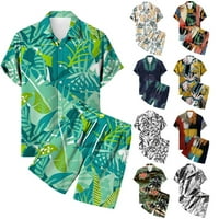Muška havajska košulja s kratkim rukavima + kratke hlače Set plaže, unise casual odijelo