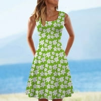Ženske Ležerne ljetne haljine bez rukava s cvjetnim printom široke haljine s naramenicama Plus veličine Havajska