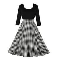 Retro rockabilli Ženske haljine iz 1950-ih, Vintage haljina s reverom i izrezom u obliku slova u, gumbi, kratki