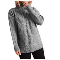 Ženski džemperi s visokim vratom u donjem dijelu leđa-Rasprodaja ležerni pulover s visokim vratom s dugim rukavima,