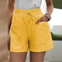 Ženske Ležerne pamučne ljetne bermudske kratke hlače s bungee vezicama s džepovima 09-Crna ae