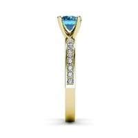 Plavi topaz i dijamantski zaručnički prsten euro eura 1. ct tw u 14k žutom zlatu.size 8.5
