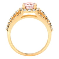 1,76CT okrugli rez ružičasta simulirani dijamant 18k Angažman za angažman žutog zlata Veličina Halo prstena 3,5