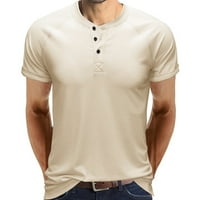 Muške majice bez rukava, ljetne majice kratkih rukava, pamučne majice obične, velike i visoke bež boje, majice