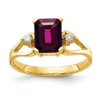 Primarno zlato, karatno žuto zlato, 8-struki smaragdni rez, rodolit, granat i AA dijamantni prsten