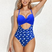 Ženske seksi jednobojne kupaće kostime s visokim strukom, plave boje