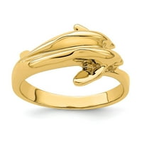 Čvrsta 14K žuto zlato dvostruka delfina veličine prstena veličine 5,5