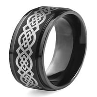 Obalni nakit prsten s kosim keltskim čvorom od nehrđajućeg čelika s crnim premazom