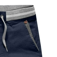 Tamnoplave kratke hlače za vježbanje, muške ljetne jednobojne hlače s džepovima i vezicama, labave Ležerne sportske