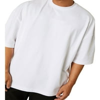Muška majica srednjih rukava, jednobojna, labavog kroja, za teretanu, fitness, izgradnju tijela, pamučne majice,