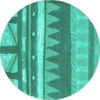 Tvrtka alt strojno pere okrugle apstraktne tirkizno plave moderne unutarnje prostirke, 4' okrugle