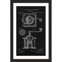 Umjetnički tisak uokvirene slike mlin za kavu od crnog papira, 24 1,5