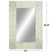 Zidno ogledalo od 24 36 s ručno izrađenim krem mozaikom s plavim kutovima