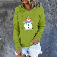 Ženske božićne kapuljače vrhovi dugih rukava casual izvlačenje pulover Slatki snjegovićni tisak Osnovna dukserica