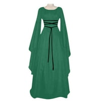 Homchy ženske haljine dugim rukavima O vrat remen nepravilni noćni kostim maxi haljina zelena xl