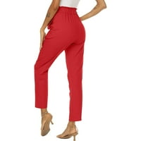 Hlače za WomenWomens Ljetne hlače pamučne platnene hlače s visokim strukom labave se uklapaju u džepni gumb za