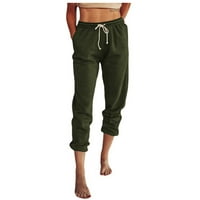 Kayannuo hlače za žene u trendovima se bave ženama ležerna solidna visoki struk labavi džep ravno duge hlače vojske