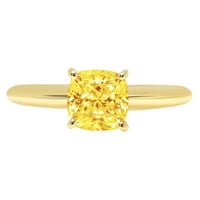 1,5CT Jastuk izrezan žuti simulirani dijamant 14K Izjava o graviranju žutog zlata za angažman za angažman vjenčanja