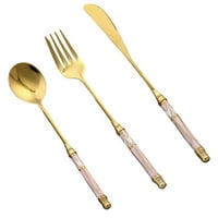 Set pribora za jelo od nehrđajućeg čelika, zlatni pribor za jelo, žlica i vilica, nož, set posuđa za večeru