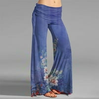 Teretne hlače Žene natečene ženske modne tiskane ležerne hlače za noge široke noge