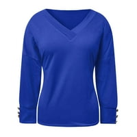 Niskoprofilna majica Dukserice za žene ležerni vrhovi dugih rukava labavi jednobojni džemperi s gumbom u obliku