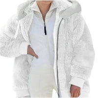 Idoravan Blazer Jackets za žene za čišćenje žena plus zima toplo labavo plišano zatvarač s kapuljačama s kapuljačom