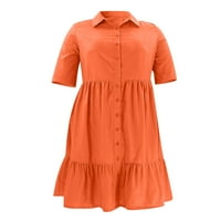 Čišćenje ženskih haljina ljetna moda solidna boja rever s jednim grudi ležerna haljina kratkih rukava