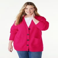 Besplatni montažni ženski djed kardigan džemper, srednja težina, veličine xs-xxl